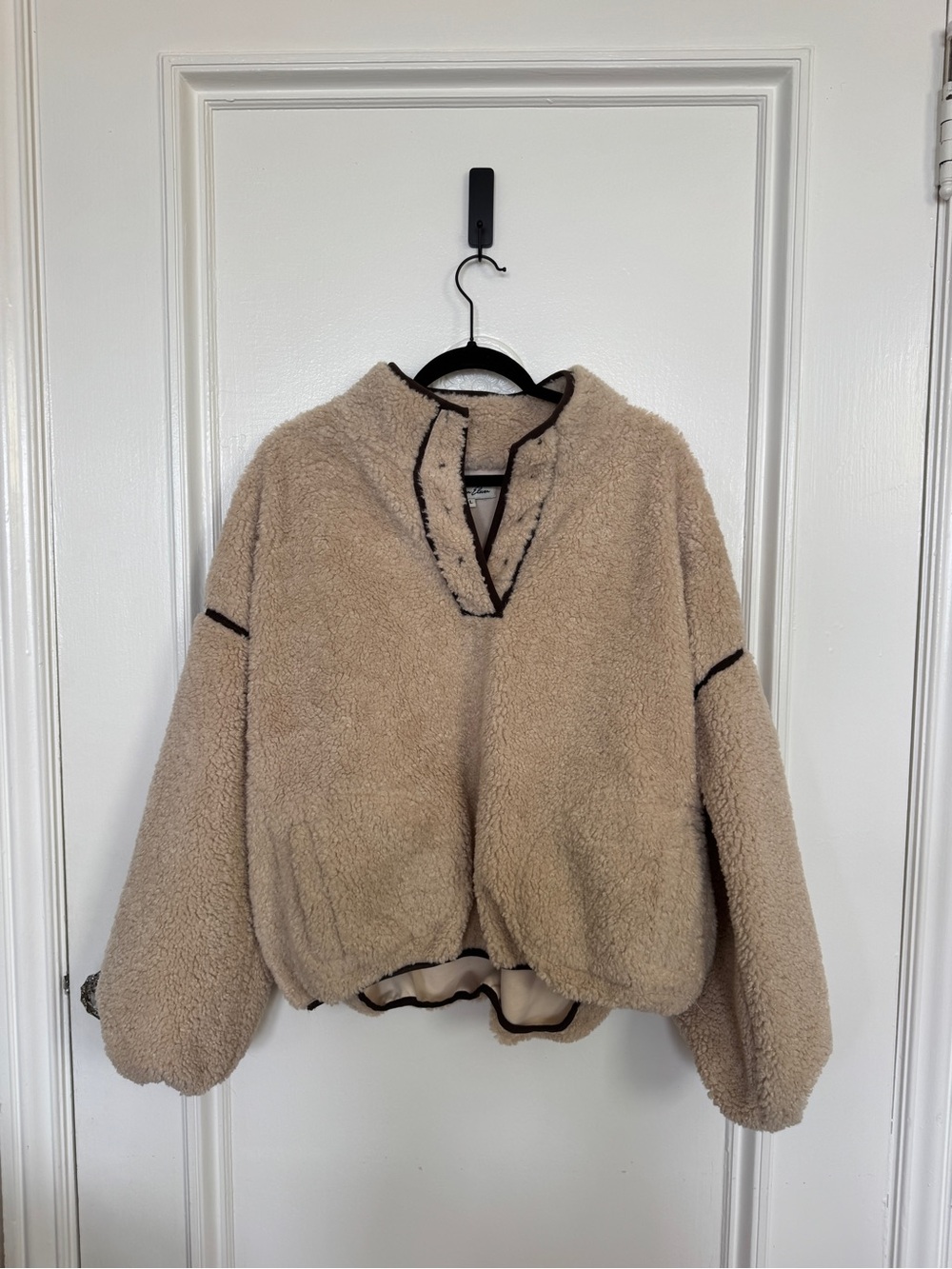 ELEVEN ELEVEN Cozy Teddy Fleece Pullover Jacket - Beige